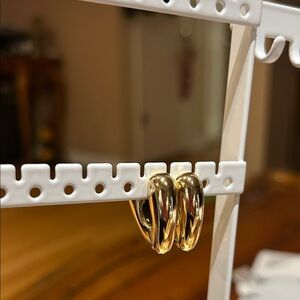 Elegant Gold Plated waterproof Hoop Earrings.Hypoallergenic